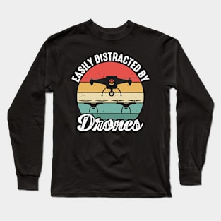 Easily Distracted By Drone Vintage Long Sleeve T-Shirt